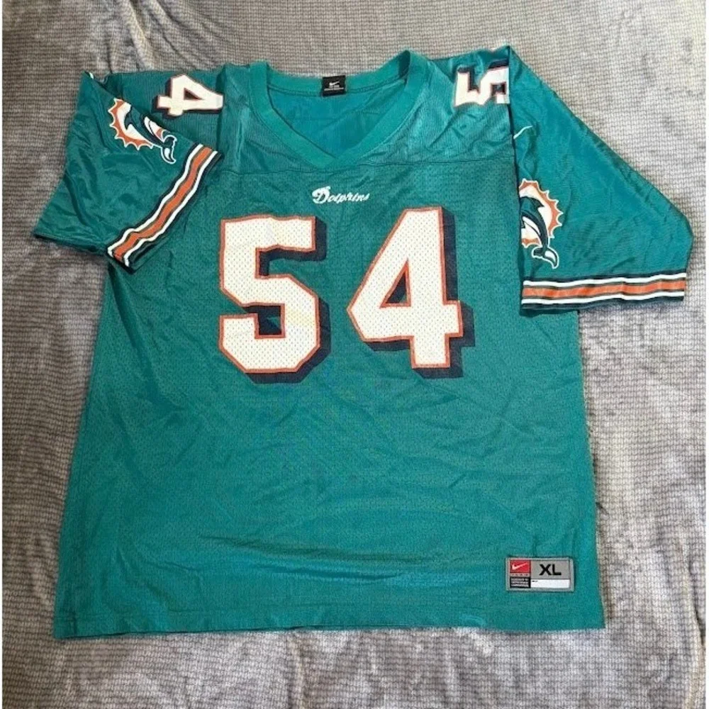 Vintage Nike Miami Dolphins Zach Thomas 54 Jersey Mens XL Aqua NFL Football Mesh